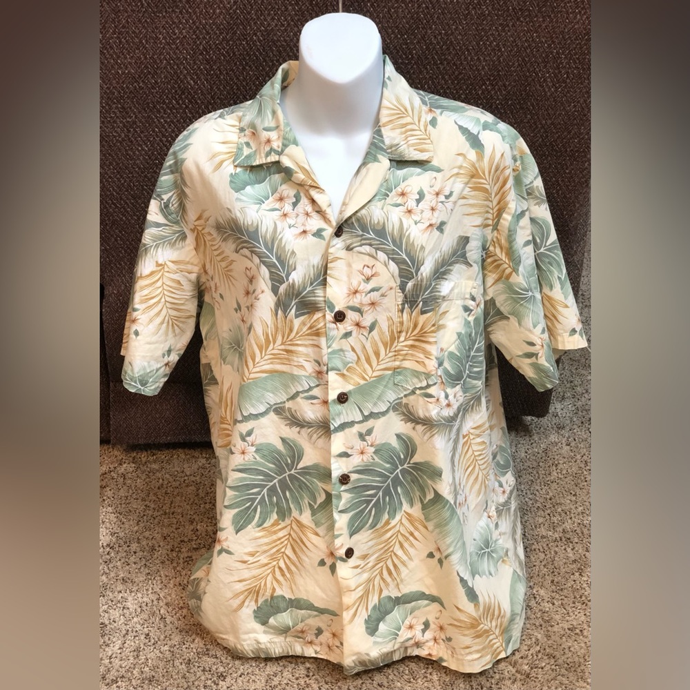 Aloha Republic Tropical Hawaiian Camp Shirt Palm Fronds Size Small